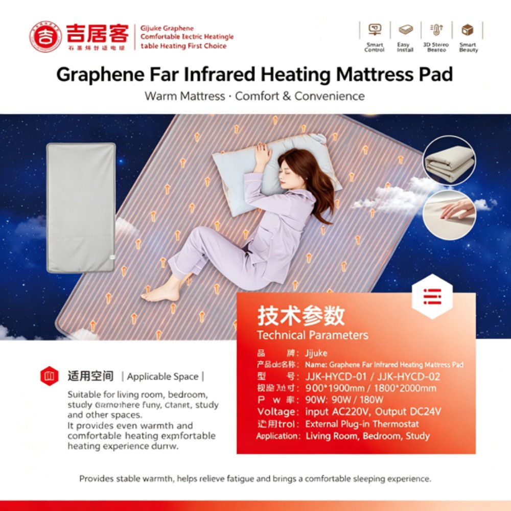 Home living setting Graphene Far-Infrared Heated Mattress